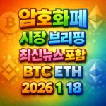 암호화폐 시장 브리핑 2026년 1월 18일 - 비트코인 이더리움 메인 이미지 인포그래픽