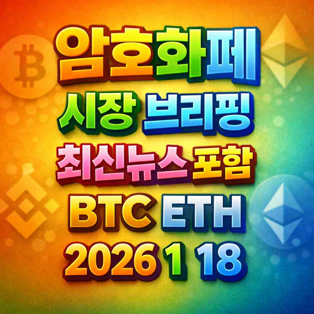 암호화폐 시장 브리핑 2026년 1월 18일 - 비트코인 이더리움 메인 이미지 인포그래픽