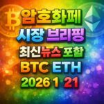 암호화폐 시장 브리핑 2026년 1월 21일 - 비트코인 이더리움 메인 이미지 인포그래픽