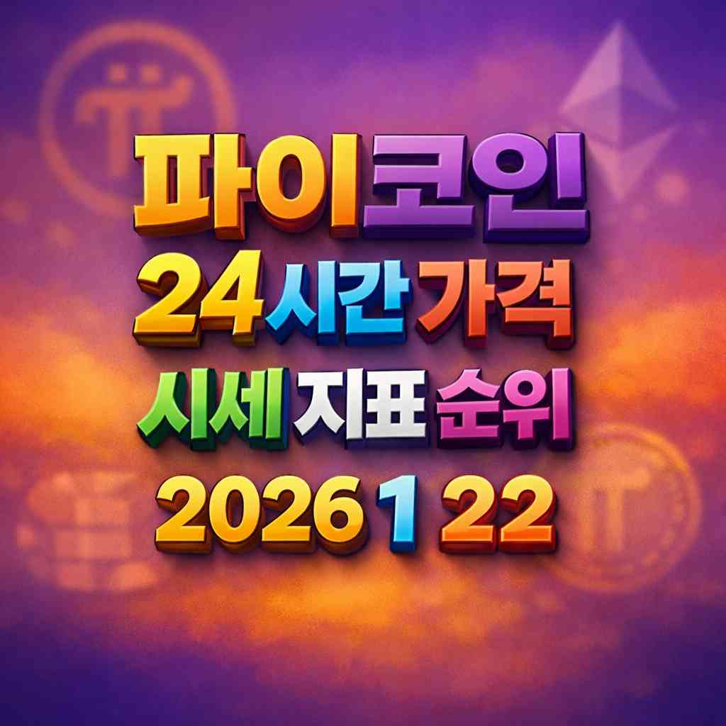 파이코인 24시간 가격 시세 지표 순위 2026년 1월 22일 메인 이미지 인포그래픽
