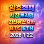 암호화폐 시장 브리핑 2026년 1월 22일 – 비트코인 이더리움 메인 이미지 인포그래픽