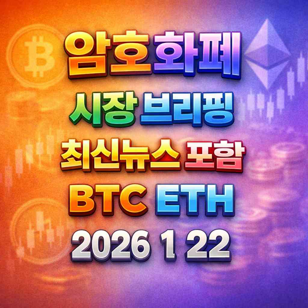 암호화폐 시장 브리핑 2026년 1월 22일 – 비트코인 이더리움 메인 이미지 인포그래픽