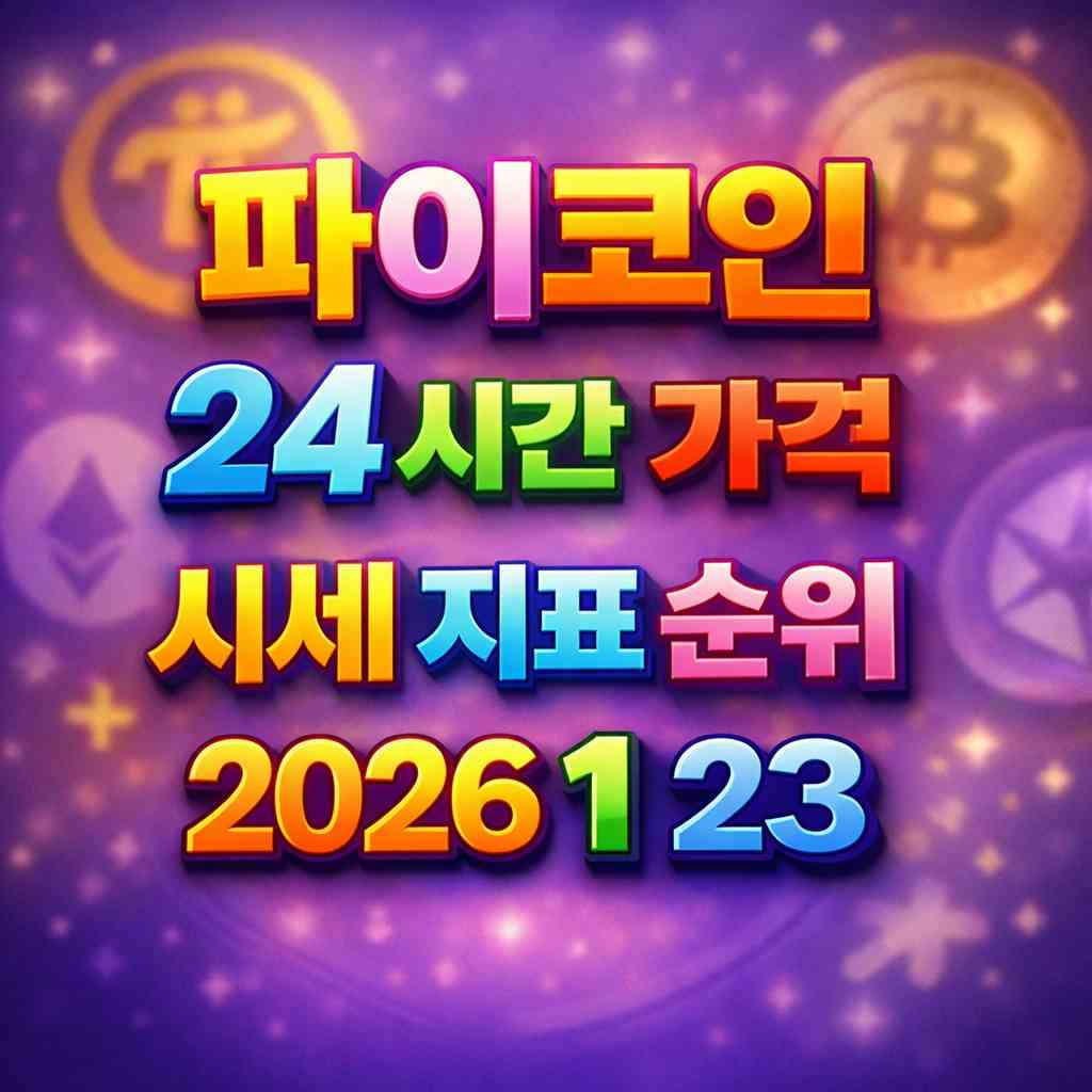 오늘 파이코인 24시간 가격 시세 지표 순위 2026년 1월 23일 메인 이미지 인포그래픽