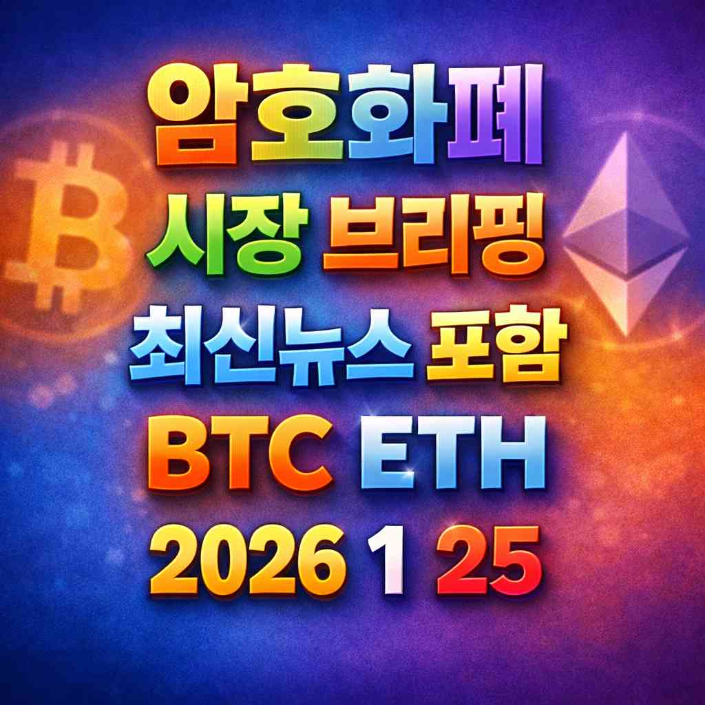 암호화폐 시장 브리핑 2026년 1월 25일 – 비트코인 이더리움 메인 이미지 인포그래픽