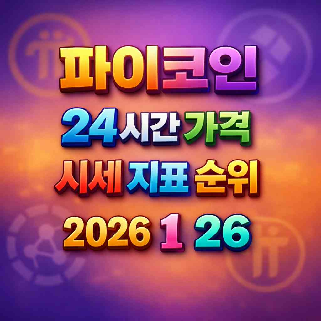 오늘 파이코인 가격 시세 지표 순위 2026년 1월 25일 - 24시간 가격 현황 메인 이미지 인포그래픽