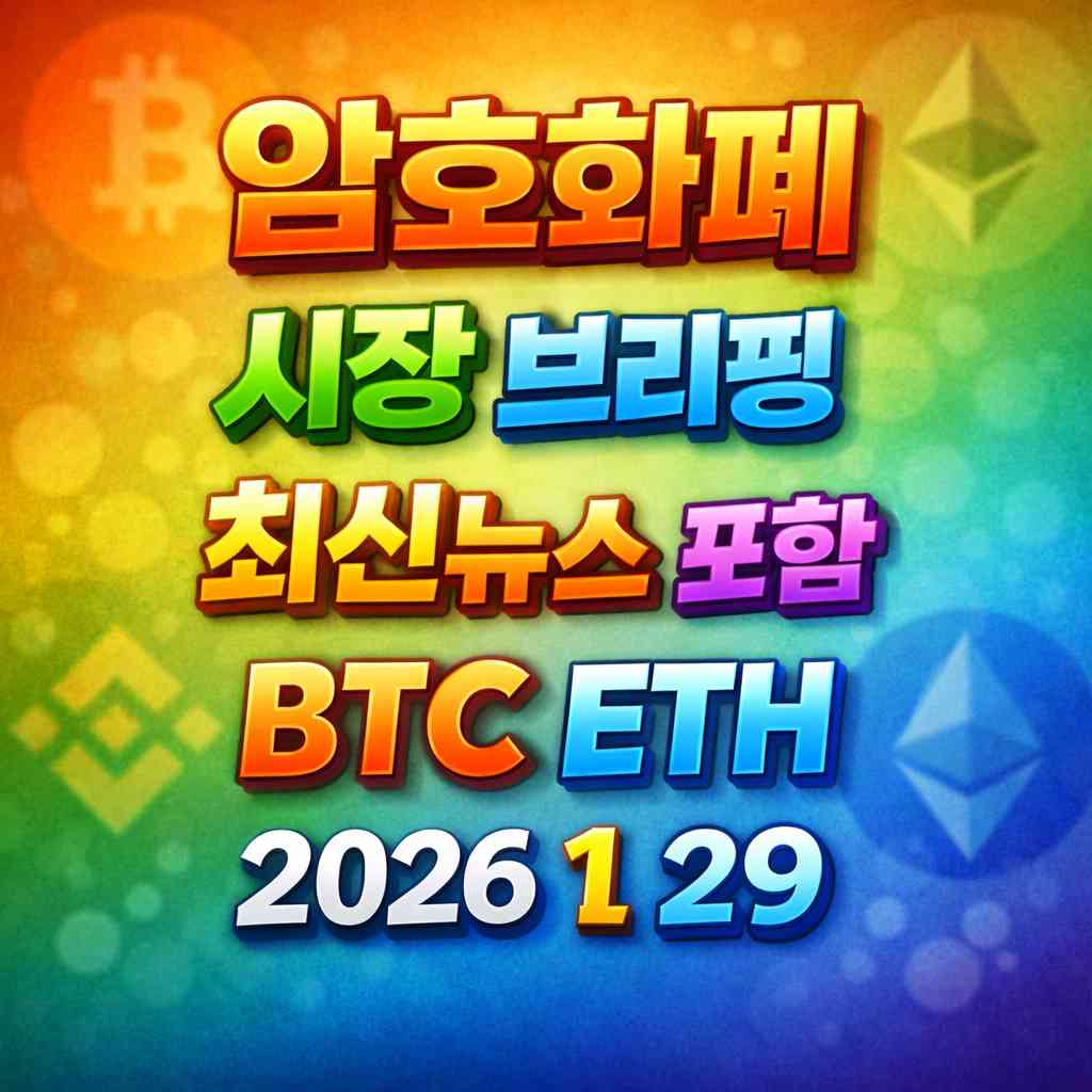 암호화폐 시장 브리핑 2026년 1월 29일 - 비트코인 이더리움 메인 이미지 인포그래픽