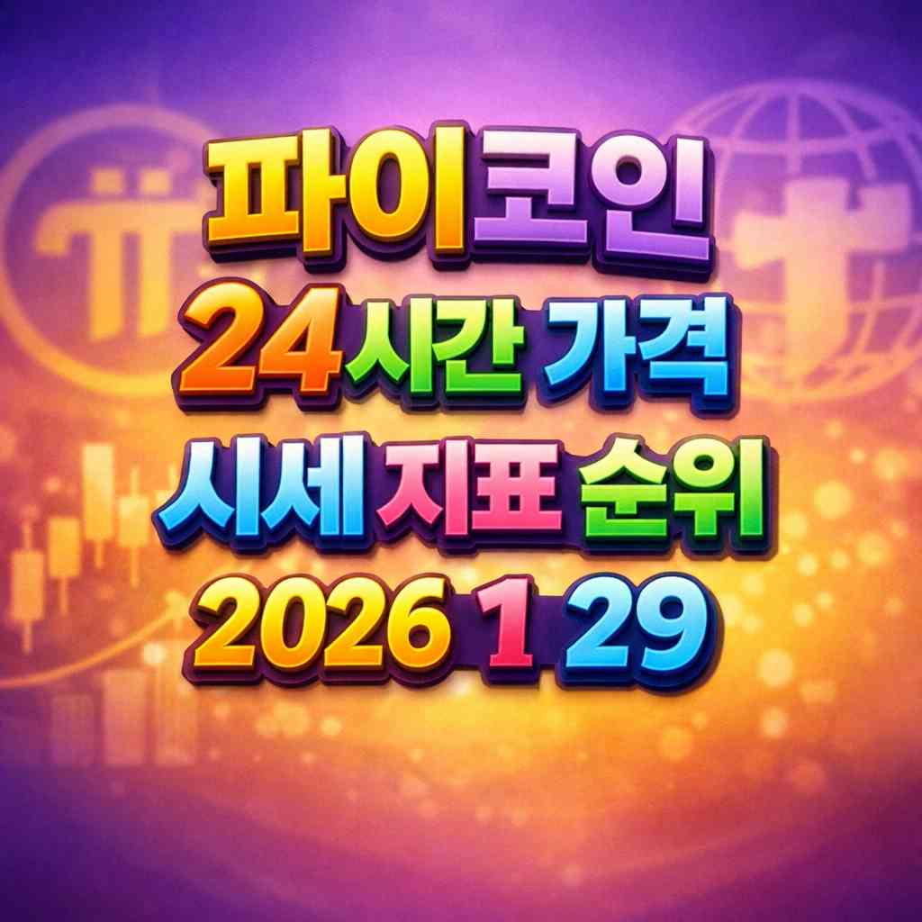 파이코인 24시간 가격 시세 지표 순위 2026년 1월 29일 메인 이미지 인포그래픽