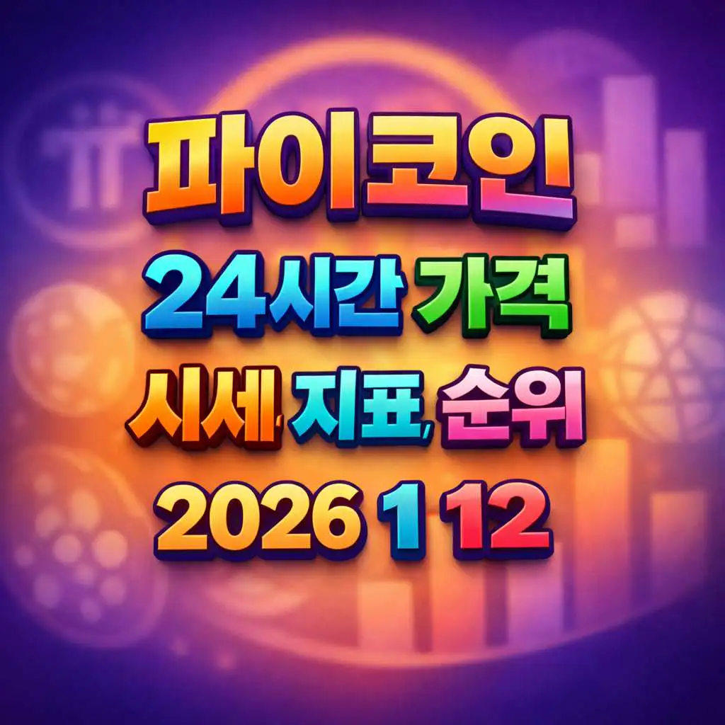 오늘 파이코인 24시간 가격 시세 지표 순위 2026년 1월 12일 메인 이미지 인포그래픽