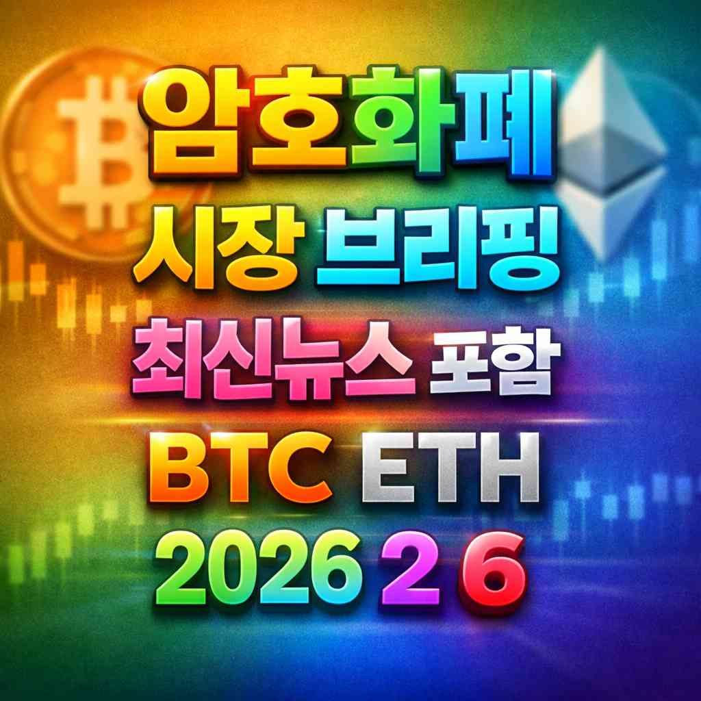 암호화폐 시장 브리핑 2026년 2월 6일 - 비트코인 이더리움 메인 이미지 인포그래픽
