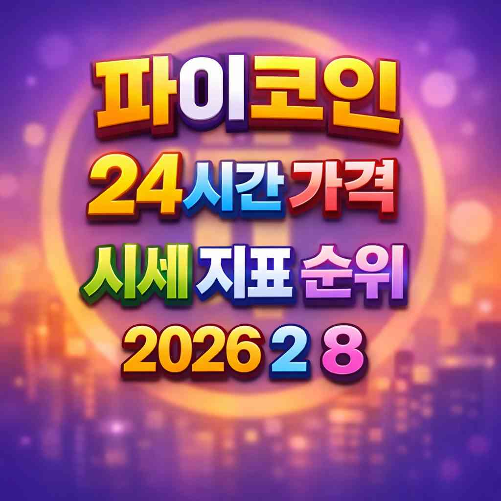 파이코인 24시간 가격 시세 지표 순위 2026년 2월 8일 메인 이미지 인포그래픽