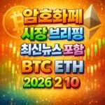 암호화폐 시장 브리핑 2026년 2월 10일 - 비트코인 이더리움 메인 이미지 인포그래픽