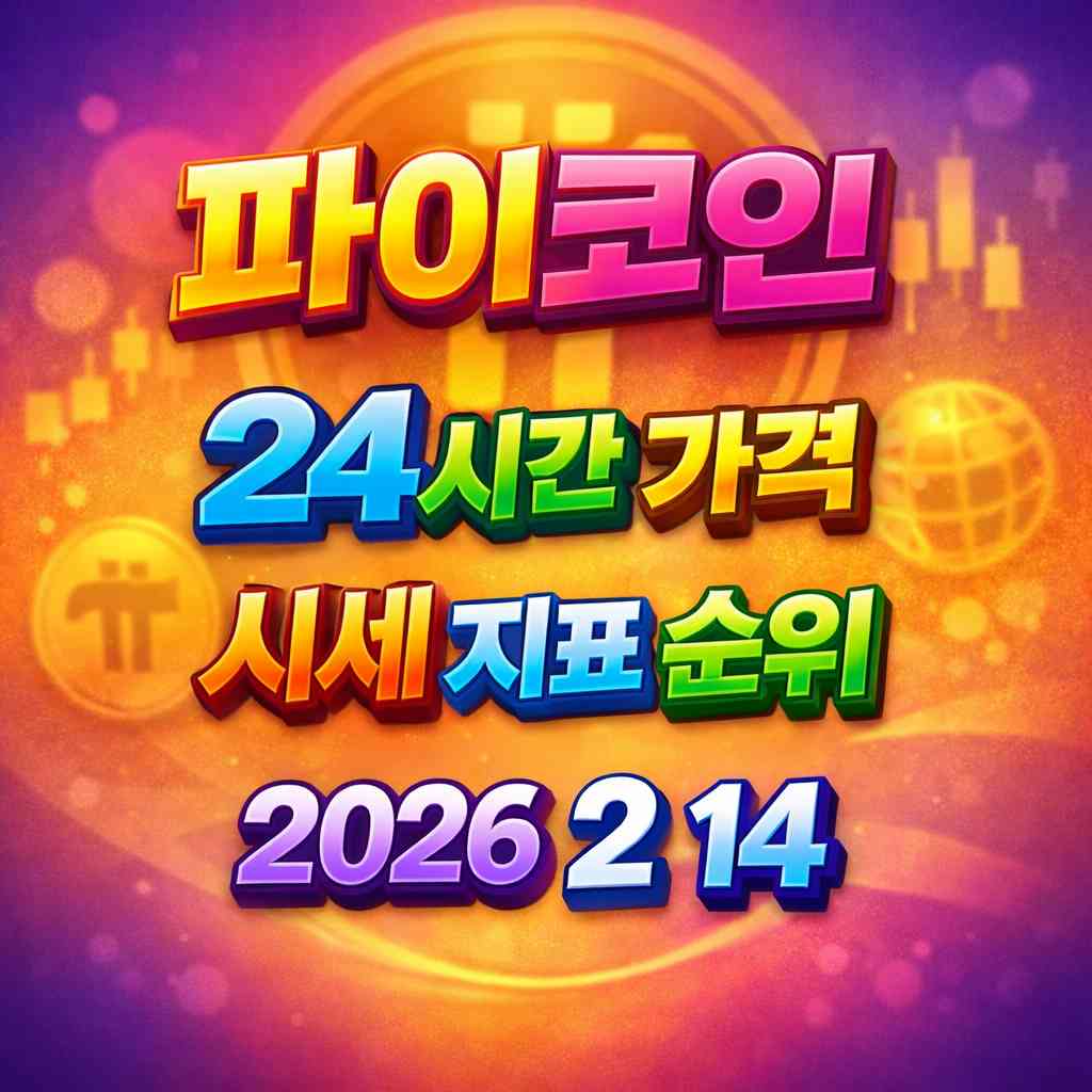 파이코인 24시간 가격 시세 지표 순위 2026년 2월 14일 메인 이미지 인포그래픽
