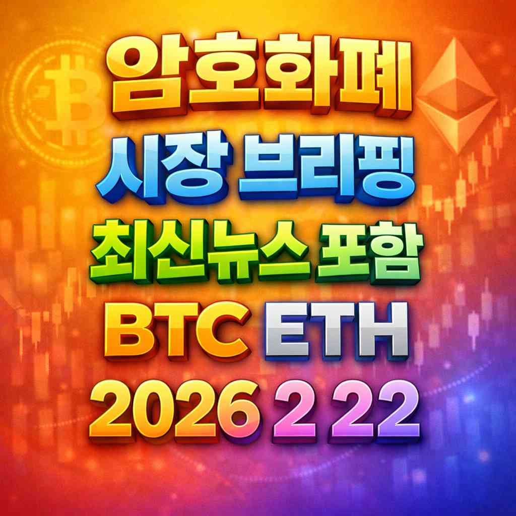 암호화폐 시장 브리핑 2026년 2월 22일 - 비트코인 이더리움 메인 이미지 인포그래픽