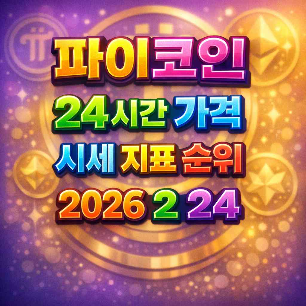 파이코인 24시간 가격 시세 지표 순위 2026년 2월 24일 메인 이미지 인포그래픽