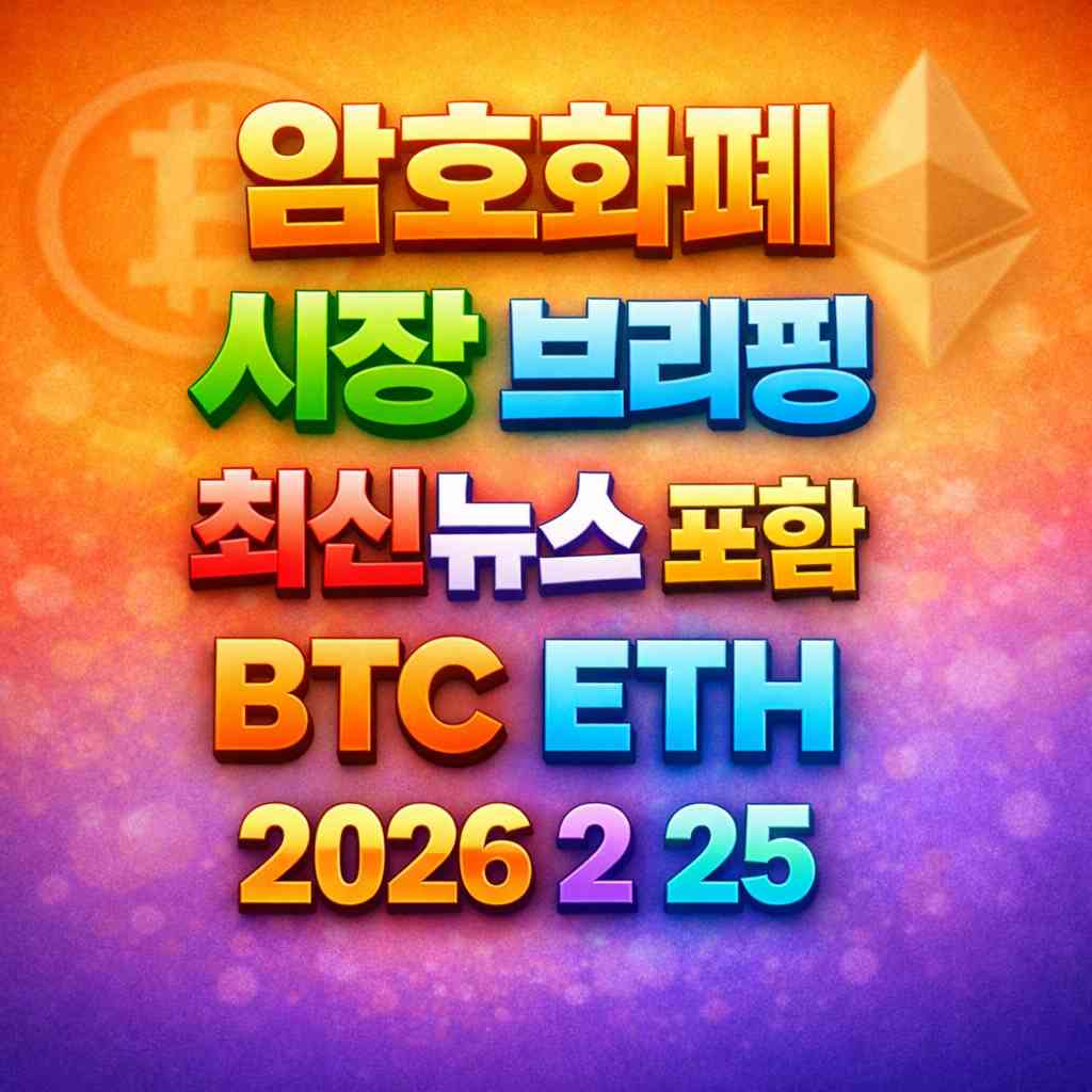 암호화폐 시장 브리핑 2026년 2월 25일 - 비트코인 이더리움 메인 이미지 인포그래픽