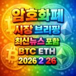 암호화폐 시장 브리핑 2026년 2월 26일 - 비트코인 이더리움 메인 이미지 인포그래픽