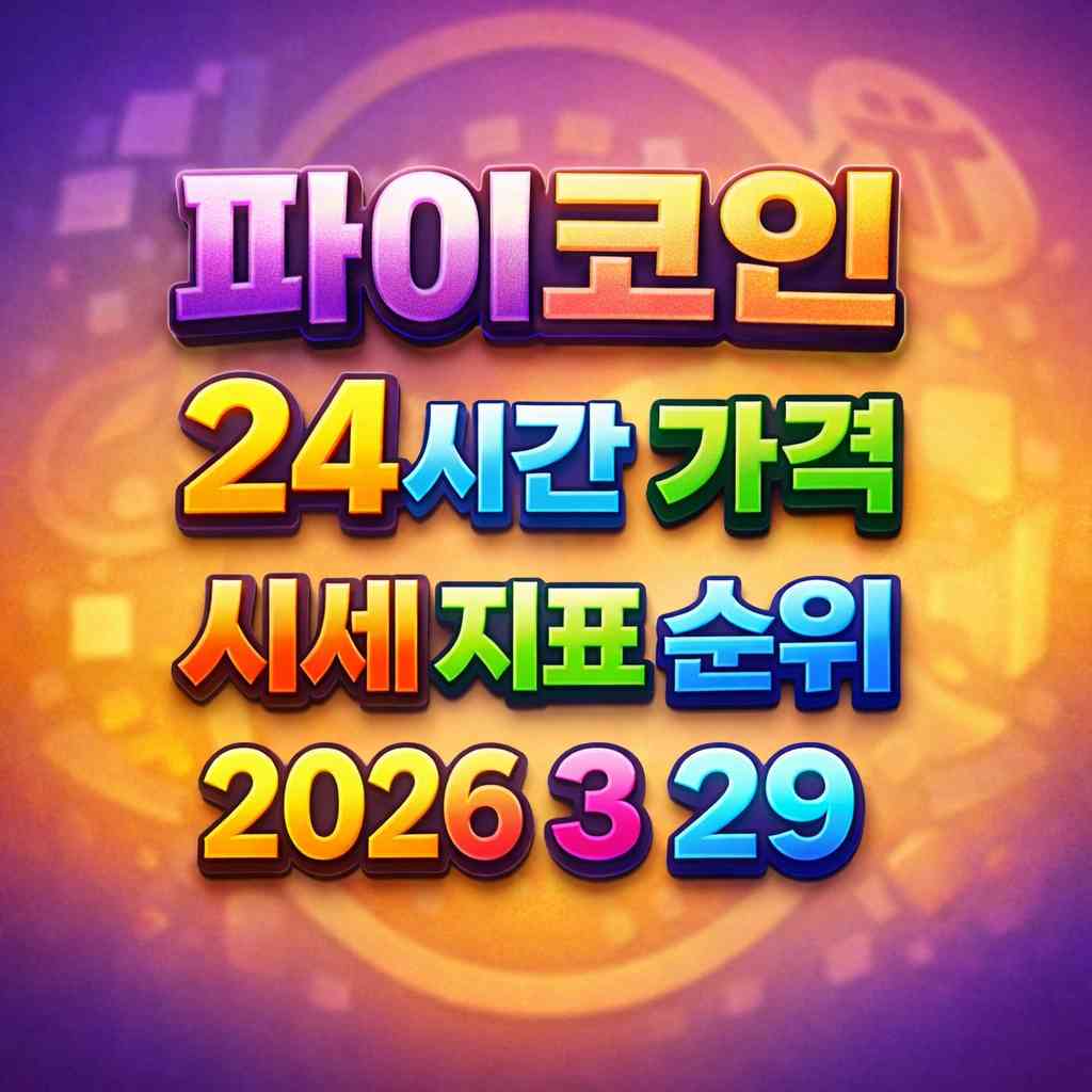 파이코인 24시간 가격 시세 지표 순위 2026년 3월 29일 메인 이미지 인포그래픽