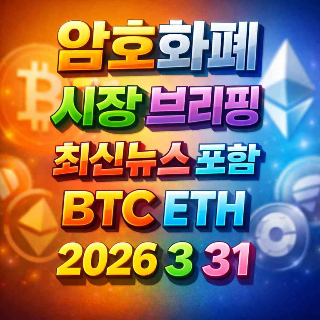 암호화폐 시장 브리핑 2026년 3월 31일 - 비트코인 이더리움 메인 이미지 인포그래픽